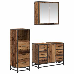 vidaXL Badkamermeubelset met lade 3 pcs Oud Hout Bewerkt hout