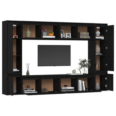 vidaXL Tv-meubelen 8 st massief grenenhout zwart