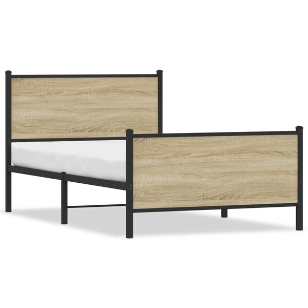 vidaXL Bedframe zonder matras metaal sonoma eikenkleurig 100x190 cm