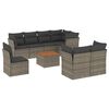 vidaXL 9-delige Loungeset met kussens poly rattan grijs