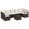vidaXL Bankstel 8 st 7-Aantal zitplaatsen Bruin en Cr&egrave;me poly rattan