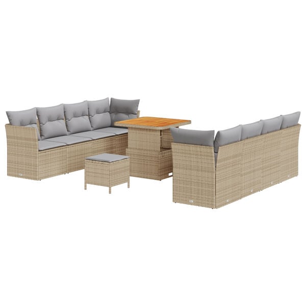 vidaXL Tuin Sofa Set 11 pcs Beige en Licht Grijs poly rattan