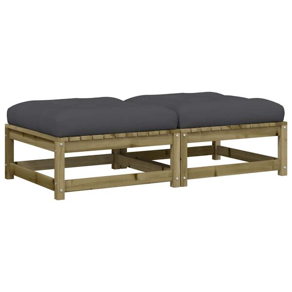 vidaXL Tuinvoetenbanken met kussens 2 st geïmpregneerd grenenhout