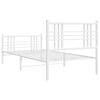vidaXL Bedframe met hoofd- en voeteneinde metaal wit 107x203 cm