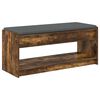 vidaXL Halbank met kussen met plank Gerookt eiken 103 x 38 x 45 cm