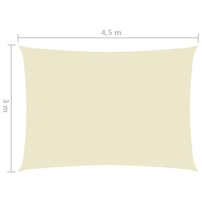 vidaXL Zonnescherm rechthoekig 3x4,5 m oxford stof crèmekleurig