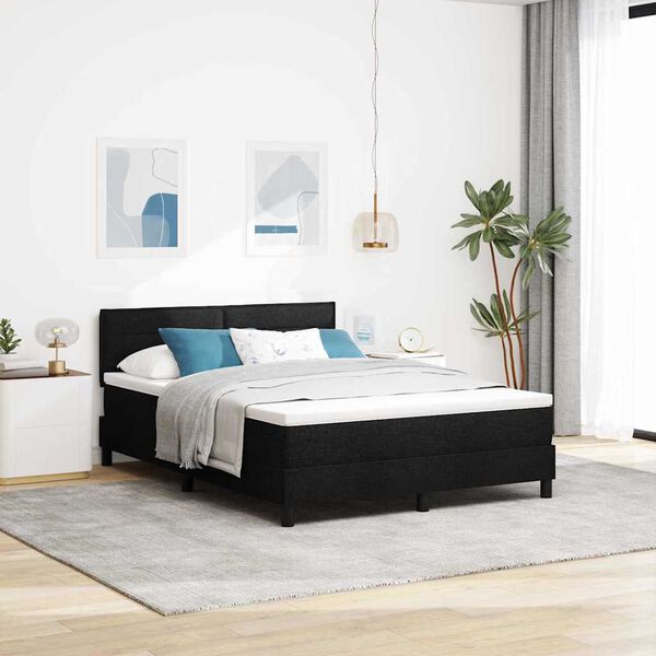vidaXL Boxspring bed met matras met LED Zwart 140 x 190 cm Stof