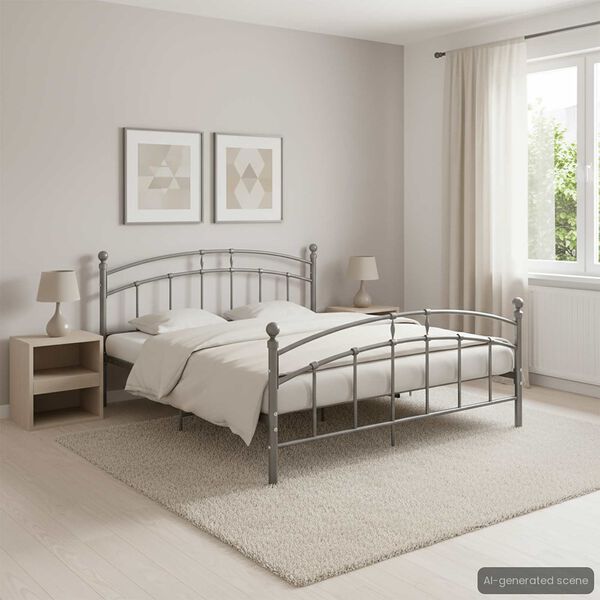 vidaXL Bedframe zonder matras metaal grijs 140x200 cm