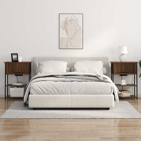 vidaXL Nachtkastje Bruin Eiken 55 x 31 x 76 cm Bewerkt hout