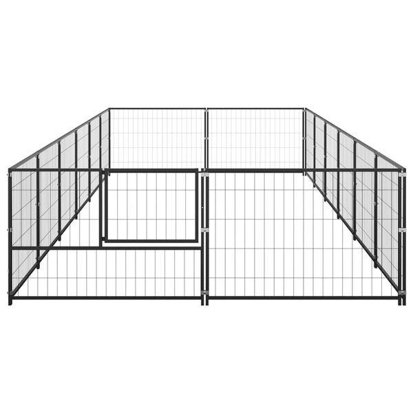 vidaXL Hondenkennel 12 m&sup2; staal zwart