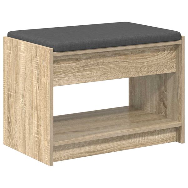vidaXL Halbank met kussen met plank Sonoma Eiken 63 x 38 x 45 cm
