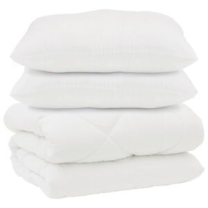 vidaXL Dekbed met Kussens 3 pcs Wit Microfiber en Dons Feather