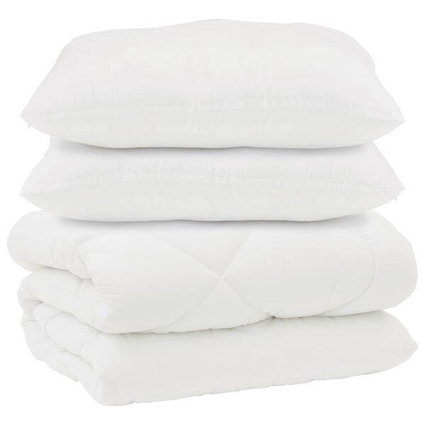 vidaXL Dekbed met Kussens 3 pcs Wit Microfiber en Dons Feather