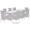 vidaXL 9-delige Tuinset met kussens poly rattan grijs