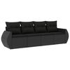 vidaXL 4-delige Loungeset met kussens poly rattan zwart