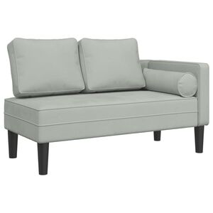vidaXL Chaise longue met kussens fluweel lichtgrijs