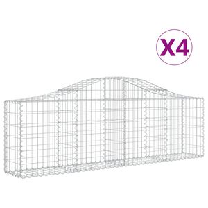 vidaXL Schanskorven 4 st gewelfd 200x30x60/80 cm gegalvaniseerd ijzer