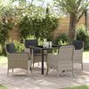 vidaXL Tuin eettafelset met kussen 5 pcs Lichtgrijs poly rattan
