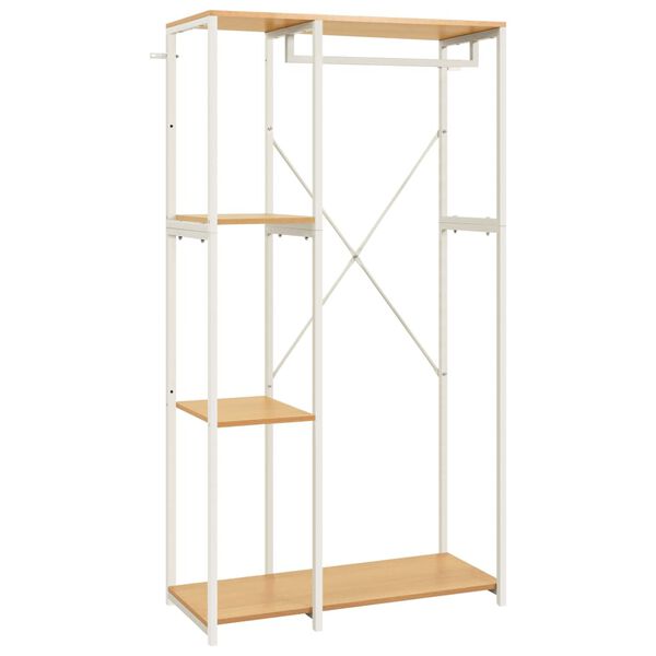 vidaXL Kledingkast 90x40x167 cm metaal spaanplaat wit en eikenkleurig