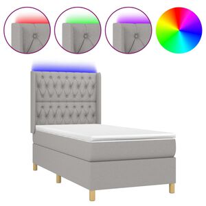 vidaXL Boxspring met matras en LED stof lichtgrijs 80x200 cm