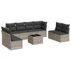 vidaXL 9-delige Loungeset met kussens poly rattan lichtgrijs