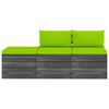 vidaXL 3-delige Loungeset met kussens pallet massief grenenhout