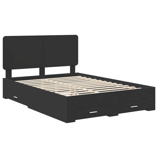 vidaXL Bedframe met hoofdeinde Zwart 140 x 190 cm Bewerkt hout