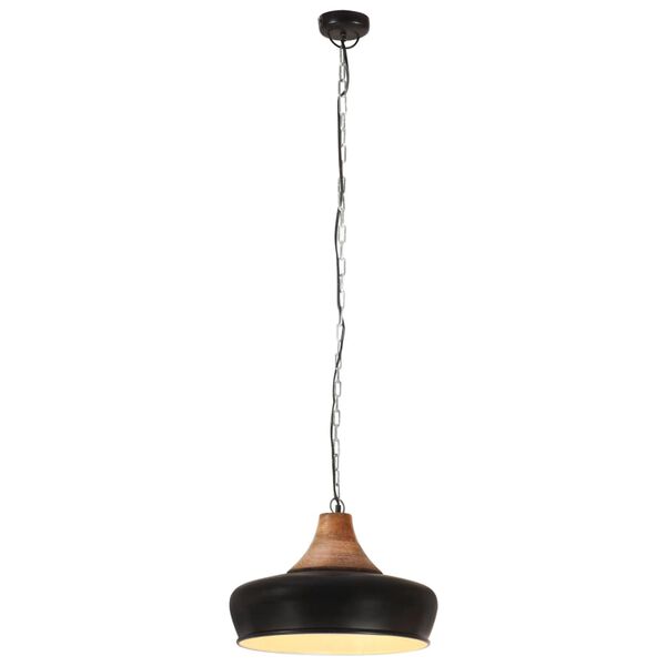 vidaXL Hanglamp industrieel E27 26 cm ijzer en massief hout zwart