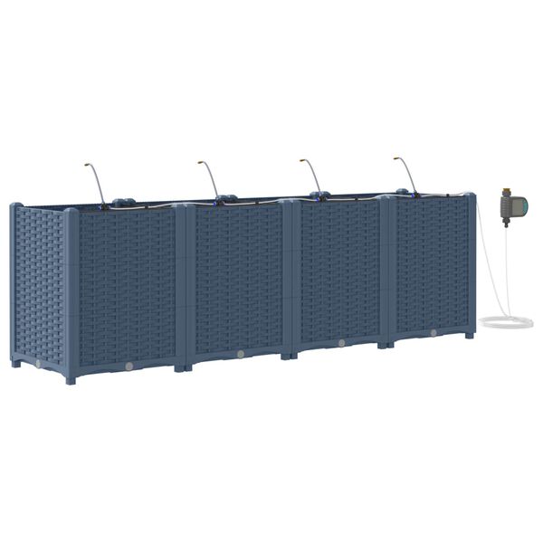 vidaXL Tuin Bloempot 4 pcs Grijs 160 x 40 x 52 cm Kunststof