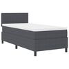 vidaXL LED Box Spring Bed Donkergrijs en Wit 100 x 200 cm Katoen Stof