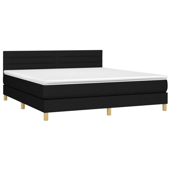 vidaXL Boxspring met matras en LED stof zwart 160x200 cm