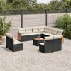 vidaXL 12-delige Loungeset met kussens poly rattan zwart