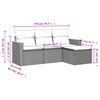 vidaXL 4-delige Loungeset met kussens poly rattan grijs