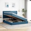 vidaXL Opbergbed met LED met matras Donkerblauw 180 x 200 cm Fluweel