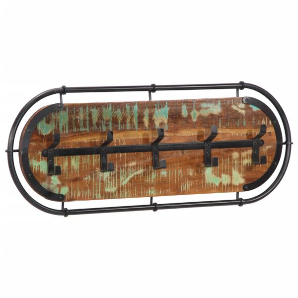 vidaXL Wandkapstok met 5 haken massief gerecycled hout