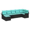 vidaXL Tuin Sofa Set met kussen 7 pcs Zwart poly rattan
