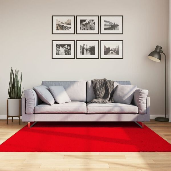 vidaXL Vloerkleed HUARTE laagpolig zacht wasbaar 160x160 cm rood