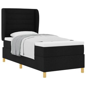 vidaXL Boxspringbed met Matras Donkergrijs 90x190 cm Zwart 90 x 190 cm
