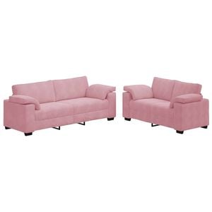 vidaXL 2-delige bankset met kussens roze fluweel