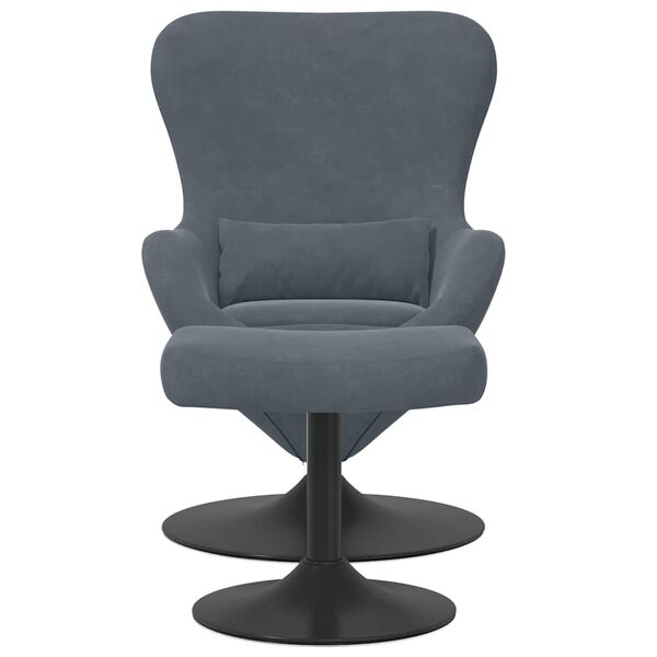 vidaXL Egg Chair met Voetsteun Donkergrijs Fluweel