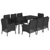 vidaXL 9-delige Tuinset poly rattan zwart