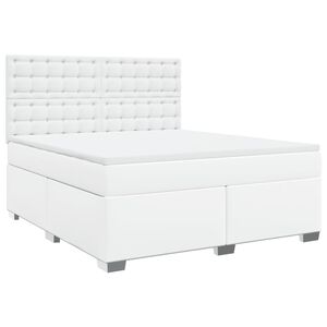 vidaXL Boxspring met matras kunstleer wit 180x200 cm