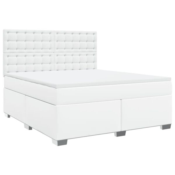 vidaXL Boxspring met matras kunstleer wit 180x200 cm