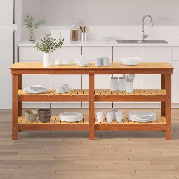 vidaXL Werkbank Wasbruin 181,5 x 50 x 80 cm Massief grenenhout