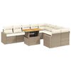vidaXL 10-delige Loungeset met kussens poly rattan beige
