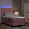 vidaXL LED Box Spring Bed met matras Roze 90 x 190 cm Stof
