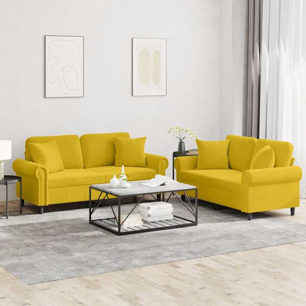 vidaXL 2-delige Loungeset met kussens fluweel geel