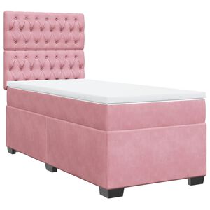 vidaXL Boxspring met matras fluweel roze 80x200 cm