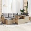 vidaXL 7-delige Loungeset met kussens poly rattan beige
