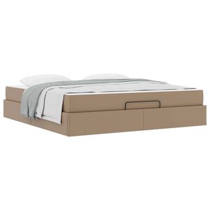 vidaXL Bedframe met matras met matras 2 pcs Tan PVC